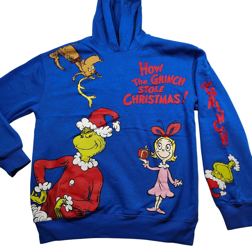 The Grinch Who Stole Christmas‎ All Over Print Pullover Sweatshirt Small blue